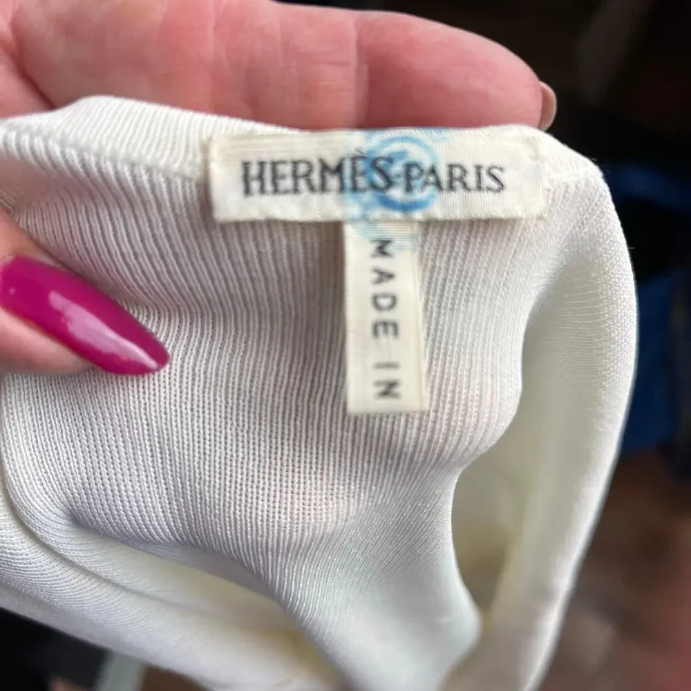 Hermès Paris Viscose Camisole Tank Top Ivory — Size LA (FR 40, US S/M) Designer - Picture 4 of 6